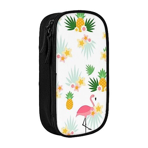 VGFJHNDF Federmäppchen mit Flamingos und Ananas, für Büro, Uni, Schule, Erwachsene, Teenager, Mädchen, Jungen, Schwarz, Schwarz , Einheitsgröße, Make-up-Tasche von VGFJHNDF