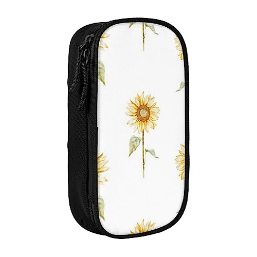 VGFJHNDF Federmäppchen mit Sonnenblumen-Motiv, für Büro, Uni, Schule, Erwachsene, Teenager, Mädchen, Jungen, Schwarz, Schwarz , Einheitsgröße, Make-up-Tasche von VGFJHNDF