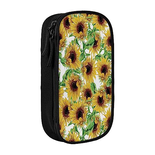 VGFJHNDF Federmäppchen mit Sonnenblumen-Motiv, für Büro, Uni, Schule, Erwachsene, Teenager, Mädchen, Jungen, Schwarz, Schwarz , Einheitsgröße, Make-up-Tasche von VGFJHNDF