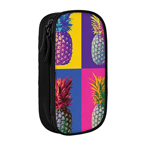 VGFJHNDF Federmäppchen mit buntem Ananas-Muster, Stifteetui, Organizer für Büro, Uni, Schule, Erwachsene, Teenager, Mädchen, Jungen, Schwarz, Schwarz , Einheitsgröße, Make-up-Tasche von VGFJHNDF