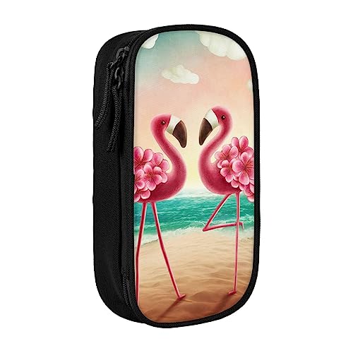 VGFJHNDF Federmäppchen mit zwei Flamingos, für Büro, Uni, Schule, Erwachsene, Teenager, Mädchen, Jungen, Schwarz, Schwarz , Einheitsgröße, Make-up-Tasche von VGFJHNDF