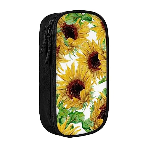 VGFJHNDF Gelbe Sonnenblumen-Federmäppchen, Stiftebox, Organizer für Büro, Uni, Schule, Erwachsene, Teenager, Mädchen, Jungen, Schwarz, Schwarz , Einheitsgröße, Make-up-Tasche von VGFJHNDF