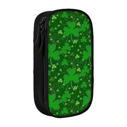 VGFJHNDF Hintergrund St. Patrick's Day Glitzer-Federmäppchen mit Fach für Büro, Uni, Schule, Erwachsene, Teenager, Mädchen, Jungen, Schwarz, Schwarz , Einheitsgröße, Make-up-Tasche von VGFJHNDF