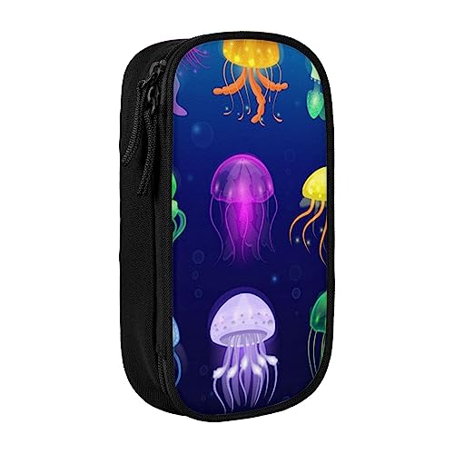 VGFJHNDF Jellyfish Ocean Federmäppchen, Stiftebox, Organizer für Büro, Uni, Schule, Erwachsene, Teenager, Mädchen, Jungen, Schwarz, Schwarz , Einheitsgröße, Make-up-Tasche von VGFJHNDF