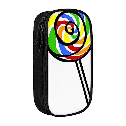 VGFJHNDF Lollipop Federmäppchen mit Fach für Büro, Uni, Schule, Erwachsene, Teenager, Mädchen, Jungen, Schwarz, Schwarz , Einheitsgröße, Make-up-Tasche von VGFJHNDF