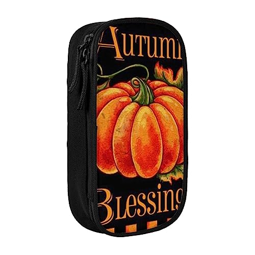 VGFJHNDF Pumpkin Autumn Blessings Federmäppchen, Stifteetui, Organizer für Büro, Uni, Schule, Erwachsene, Teenager, Mädchen, Jungen, Schwarz, Schwarz , Einheitsgröße, Make-up-Tasche von VGFJHNDF