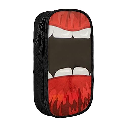 VGFJHNDF Vampires Mouth1 Federmäppchen mit Fach für Büro, Uni, Schule, Erwachsene, Teenager, Mädchen, Jungen, Schwarz, Schwarz , Einheitsgröße, Make-up-Tasche von VGFJHNDF