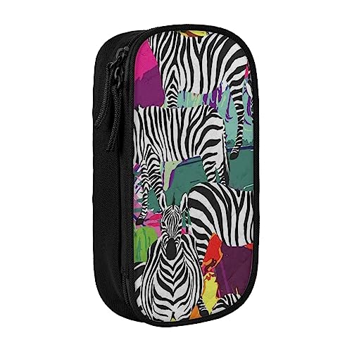 VGFJHNDF Zebra-Federmäppchen mit Fach für Büro, Uni, Schule, Erwachsene, Teenager, Mädchen, Jungen, Schwarz, Schwarz , Einheitsgröße, Make-up-Tasche von VGFJHNDF