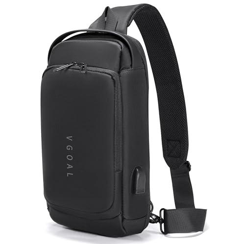 VGOAL 13.3Inch Laptop Sling Bag Crossbody Messenger Bag mit USB-Ladeanschluss Ipad Cross Bag Anti-Diebstahl Reise Wandern Wasserdicht Einzelne Umhängetasche für Männer und Frauen von VGOAL