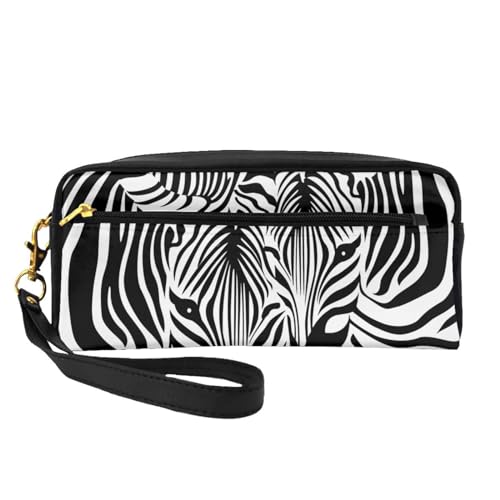 Abstrakter Tier-Zebra-Druck, Make-up-Tasche, Kosmetiktasche, tragbare Reise-Kulturtasche, Leder-Federmäppchen für Frauen und Mädchen von VHPNWJOB