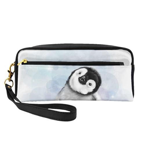 Baby-Pinguin, Make-up-Tasche, Kosmetiktasche, tragbare Reise-Kulturtasche, Leder-Federmäppchen für Frauen und Mädchen von VHPNWJOB