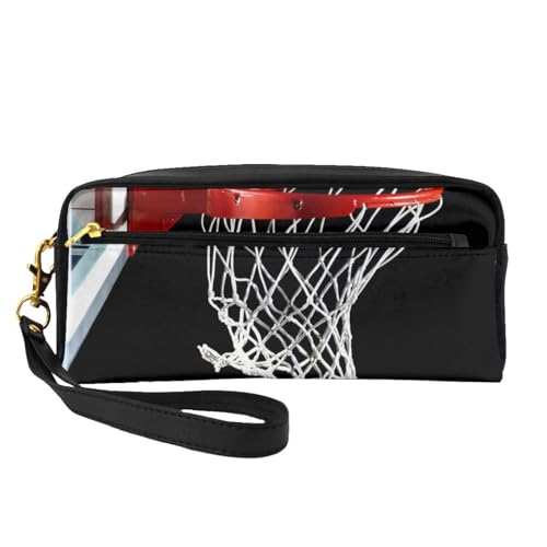 Basketball, Make-up-Tasche, Kosmetiktasche, tragbare Reise-Kulturtasche, Leder-Federmäppchen für Frauen und Mädchen von VHPNWJOB