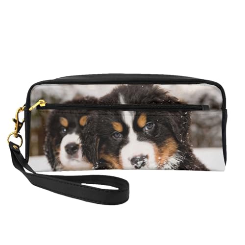 Cooler Berner Sennenhund, Make-up-Tasche, Kosmetiktasche, tragbare Reise-Kulturtasche, Leder-Federmäppchen für Frauen und Mädchen von VHPNWJOB