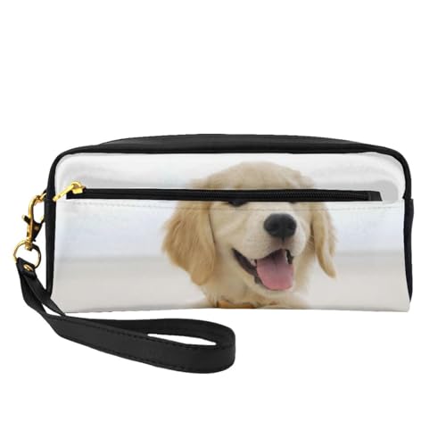 EIN Golden Retriever, Make-up-Tasche, Kosmetiktasche, tragbare Reise-Kulturtasche, Leder-Federmäppchen für Frauen und Mädchen von VHPNWJOB