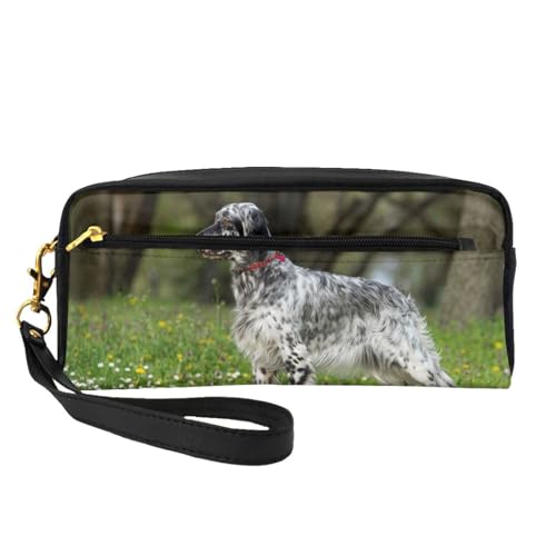 Englischer Setter Rasen Haustiere Hunde Englischer Setter, Make-up-Tasche, Kosmetiktasche, tragbare Reise-Kulturtasche, Leder-Federmäppchen für Frauen und Mädchen von VHPNWJOB