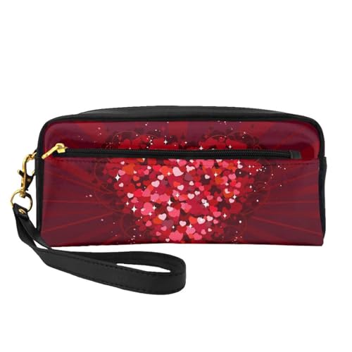 Fröhlichen Valentinstag, Make-up-Tasche, Kosmetiktasche, tragbare Reise-Kulturtasche, Leder-Federmäppchen für Frauen und Mädchen von VHPNWJOB