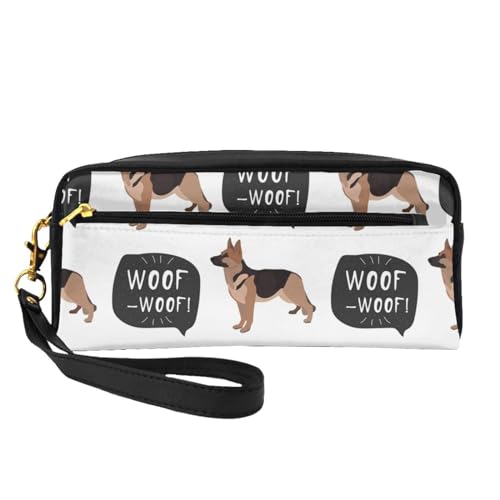 Hund Deutscher Schäferhund, Make-up-Tasche, Kosmetiktasche, tragbare Reise-Kulturtasche, Leder-Federmäppchen für Frauen und Mädchen von VHPNWJOB