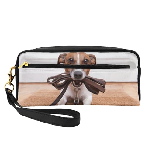 Hunde Jack Russell Terrier Tiere, Make-up-Tasche, Kosmetiktasche, tragbare Reise-Kulturtasche, Leder-Federmäppchen für Frauen und Mädchen von VHPNWJOB