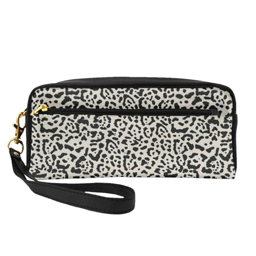 Jaguar-Druck Greige, Make-up-Tasche, Kosmetiktasche, tragbare Reise-Kulturtasche, Leder-Federmäppchen für Frauen und Mädchen von VHPNWJOB