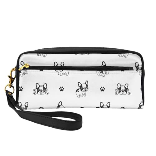 Pfote der französischen Bulldogge, Make-up-Tasche, Kosmetiktasche, tragbare Reise-Kulturtasche, Leder-Federmäppchen für Frauen und Mädchen von VHPNWJOB