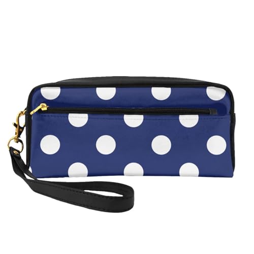 Polka Dot Marinemuster, Make-up-Tasche, Kosmetiktasche, tragbare Reise-Kulturtasche, Leder-Federmäppchen für Frauen und Mädchen von VHPNWJOB