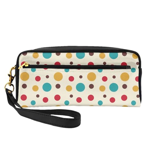 Vintage Polka Dots, Make-up-Tasche, Kosmetiktasche, tragbare Reise-Kulturtasche, Leder-Federmäppchen für Frauen und Mädchen von VHPNWJOB