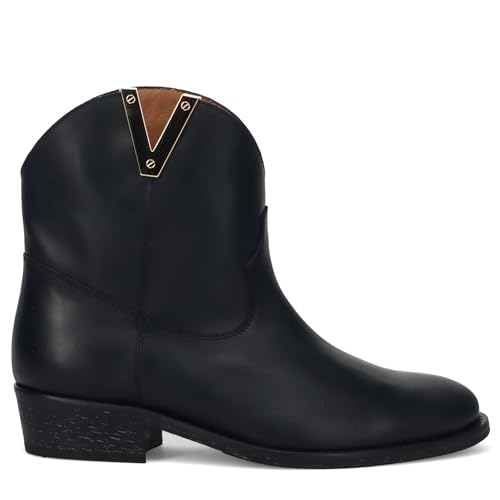 VIA ROMA 15 Stiefelette Camperos Leder schwarz mit V Gold - 3946 Malibù Gr, Schwarz , 37.5 EU von VIA ROMA 15