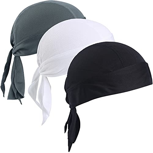 VIAUMBR Bandana Cap Unterm Radhelm Sommer Kopftücher Fahrrad Mütze Kopftuch Piraten Tücher Luftiger Stoff Für Schwimmen Joggen Laufen Wandern Berggehen Radfahren und Motorrad Black White Gray von VIAUMBR