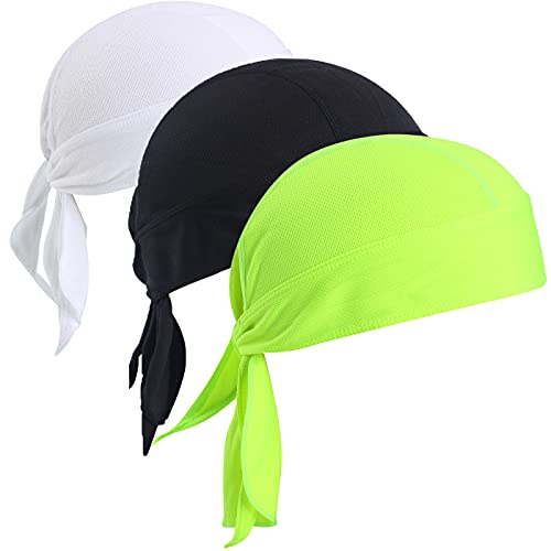 VIAUMBR Bandana Cap Unterm Radhelm Sommer Kopftücher Fahrrad Mütze Kopftuch Piraten Tücher Luftiger Stoff Für Schwimmen Joggen Laufen Wandern Berggehen Radfahren und Motorrad Black White Green von VIAUMBR