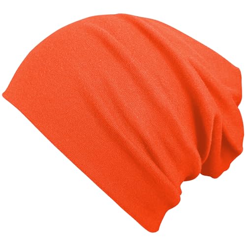 VIAUMBR Beanie Herren Damen Mütze Kopfbedeckung Haube Laufmütze Sportmütze Wintermütze Fahrradmütze unter Helm Radfahrer Laufen Herbst Winter Orange von VIAUMBR