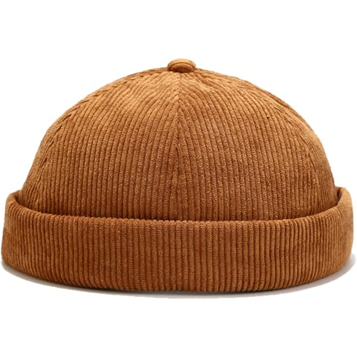 VIAUMBR Docker Cap Herren Damen Dockermütze Fischermütze Kappe Baumwolle Cap ohne Schild Mütze (40 Braun) von VIAUMBR