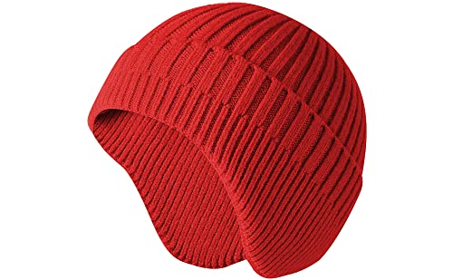 VIAUMBR Wintermütze Herren haube strickmütze Kopfbedeckung Mütze Damen Winter Unisex warme Dicke Skimütze 19 Rot von VIAUMBR