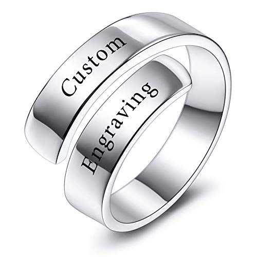 VIBOOS Personalisiert Einstellbar 925 Sterling Silber Twist Ring Gravur Name/Datum für Damen Mädchen Angepasst Geburtssteine Offener Umbruch Verlobungsring der Hochzeit von VIBOOS