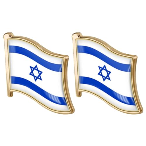 VICASKY Anstecknadel Mit Israelischer Flagge 2 Stück Metall Israelische Brosche Anstecker Souvenir Patriotisches Emaille-Abzeichen Für Männer Frauen Kleidung Taschen Hüte von VICASKY