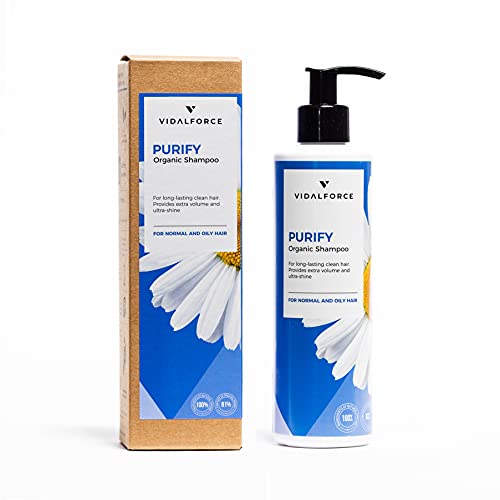 PURIFY. Shampoo für fettiges Haar. 100% natürlich und 81% ökologisch. Sauberes Haar für Tage- Fettiges Haar Shampoo für Frauen und Männer von VIDALFORCE