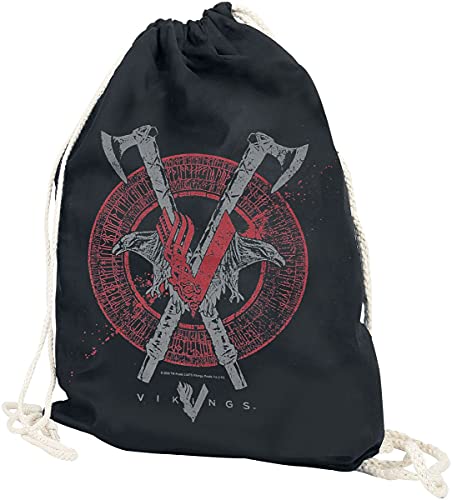 VIKINGS Axe&Raven Gymbag schwarz, Kordeldurchzugverschluss, Maße: 37 x 46 cm, Fassungsvermögen: 12 Liter, Größe:onesize von VIKINGS