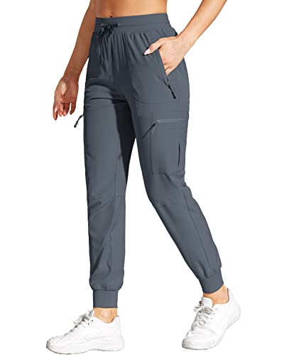 VILIGO Damen Jogginghose Cargohose Leichter Wanderhose Schnelltrocken Trekkinghose Dunkelgrau L von VILIGO