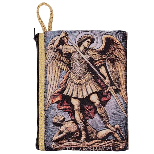 Religiöser Rosenkranzbeutel mit gewebter Kunst im Wandteppich-Stil, St. Michael, Heilige Familie oder St. Therese, Reißverschluss, katholisches Geschenk zur Erstkommunion oder Konfirmation, Mehrfarbig Religiöser Rosenkranzbeutel mit gewebter Kunst im Wandteppich-Stil, St. Michael, Heilige Familie oder St. Therese, Reißverschluss, katholisches Geschenk zur Erstkommunion oder Konfirmation, Mehrfarbig von VILLAGE GIFT IMPORTERS