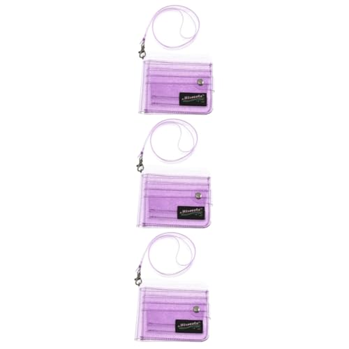VILLCASE Tasche 3st Geldbörse Geldbörse Transparente Geldbörse Halter Mit Aufhängelasche Gleiterhalter Koreanische Version Mädchen Id-Paket Violett Klappbügel von VILLCASE