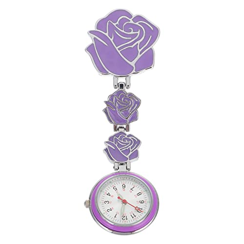 VILLCASE Taschenuhr Uhr Broschen Für Frauen Fob Uhr Abzeichen Uhr Schwesternuhr Mädchen Fräulein Violett Handtasche Normaler Glasspiegel von VILLCASE