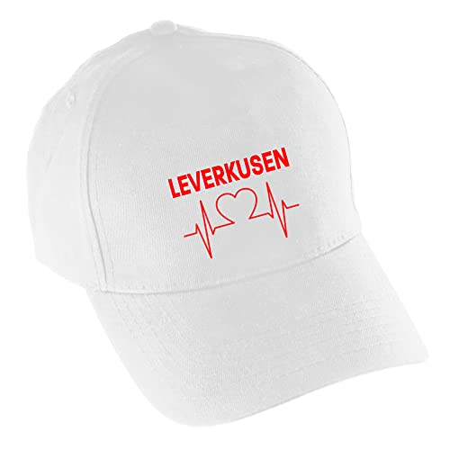 VIMAVERTRIEB® Baseballcap - Leverkusen - Herzschlag - Druck rot - Love Mütze Fanartikel - Größe one Size weiß von VIMAVERTRIEB