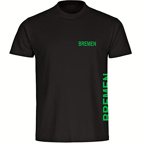 VIMAVERTRIEB® Kinder T-Shirt Bremen - Brust & Seite - Druck: grün - Shirt Jungen Mädchen Fußball Fanartikel Fanshop - Größe: 164 schwarz von VIMAVERTRIEB
