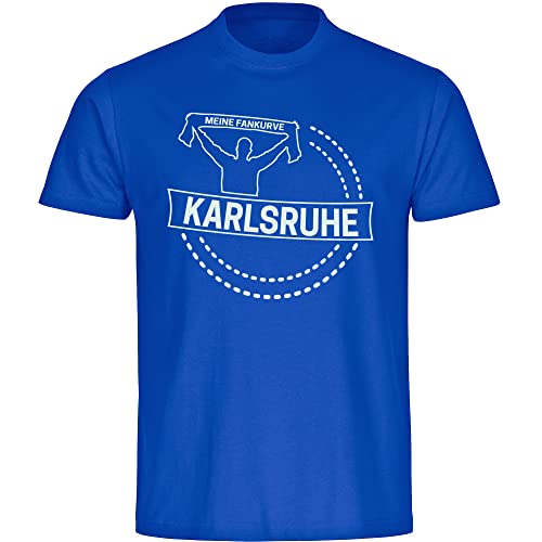 VIMAVERTRIEB® Kinder T-Shirt Karlsruhe - Meine Fankurve - Druck: weiß - Shirt Jungen Mädchen Fußball Fanartikel Fanshop - Größe: 128 blau von VIMAVERTRIEB