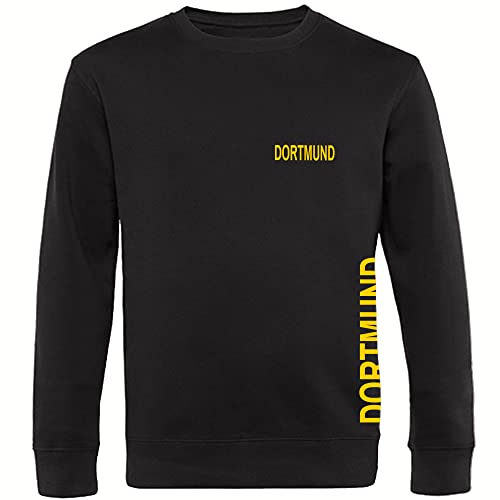 VIMAVERTRIEB® Sweatshirt Dortmund - Brust & Seite - Druck: gelb - Shirt Pullover Pulli Fußball Fanartikel Fanshop - Größe: XL schwarz von VIMAVERTRIEB