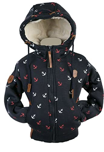 Kinder Sweat Jacke Kapuze Fleece gefüttert Hoodie Übergangsjacke 140-158 (Blau, 104) von VIN TE