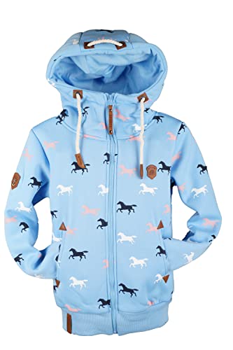 VIN TE Kinder Sweat Jacke Kapuze Fleece gefüttert Hoodie Übergangsjacke Uni Anker Pferde 92-164 (as3, numeric, numeric_140, regular, Hellblau-2088) von VIN TE