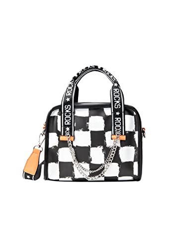 VINAJA Women's Henkeltasche, Weiss SCHWARZ von VINAJA