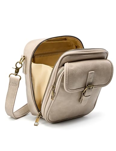 VINBAGGE Handy Umhängetasche Damen Handytasche zum Umhängen RFID-Blockierung mit Geldbörse kleine Handtasche Leder damen Breiter Gurt abnehmbarer Schultergur Grau VINBAGGE Handy Umhängetasche Damen Handytasche zum Umhängen RFID-Blockierung mit Geldbörse kleine Handtasche Leder damen Breiter Gurt abnehmbarer Schultergur Grau von VINBAGGE