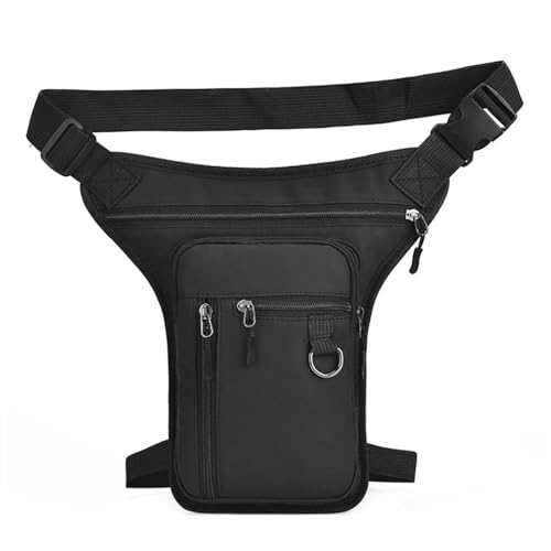 Motorradtasche Nylon-Männer-Beintasche, Gürteltasche, Motorradfahren, Lässig, Schulter-Crossbody, Oberschenkel, Männlicher Hüftgürtel, Gürteltasche (Color : Black) von VINCTV