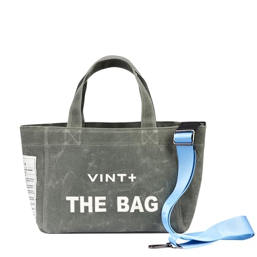 VINT+ Canvas Bag Damen Handtasche – Moderne Schultertasche mit wählbarem Tragegurt – Casual Shopper Tasche ideal für Arbeit, Uni, Schule & Reise | Wasserabweisend, 100% Baumwolle | Small, Loden Grün von VINT